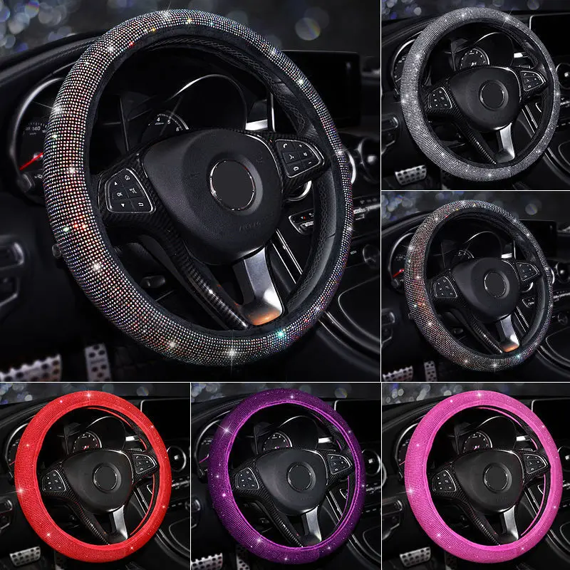 Car Steering Wheel Cover No Inner Ring Crystal Diamond Sparkling New Fashion Women Universal 38cm Car Accessories Wholesale 