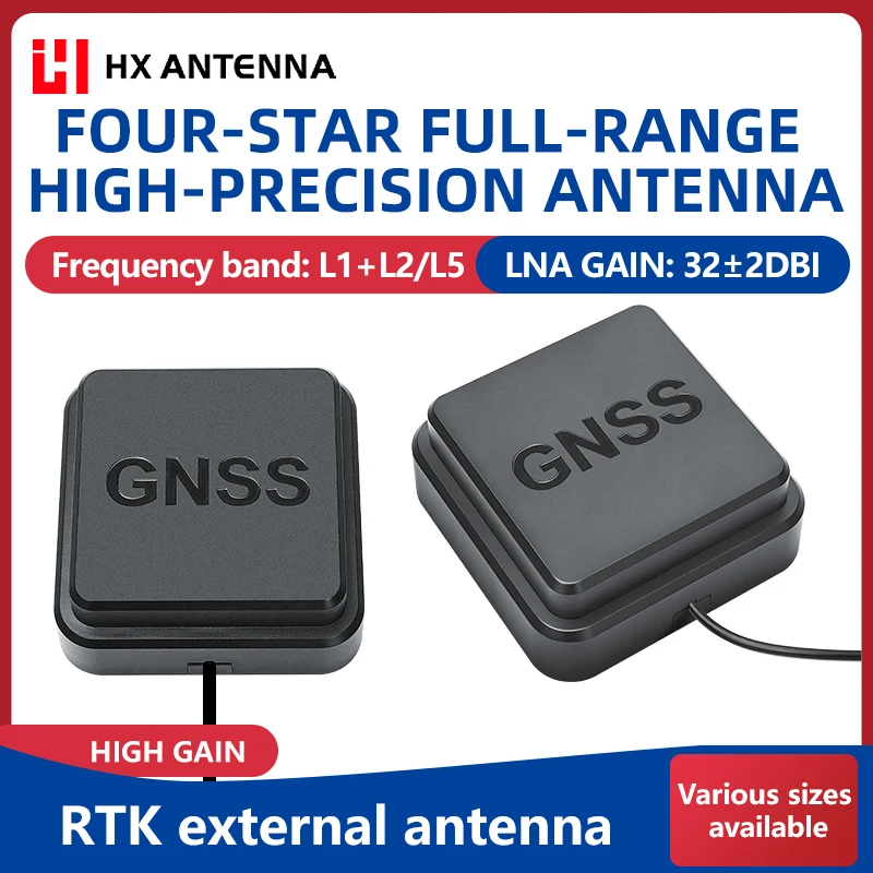 Anteny pełnozakresowe HONGXIN L1+L2+L5+L-Band, anteny GNSS/GPS, wysoka precyzja do pozycjonowania pojazdów i zastosowań zewnętrznych.