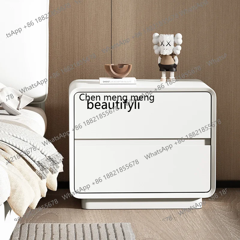 X  Very simple solid wood paint bedside table, bedroom light luxury high-end small bedside storage cabinet
