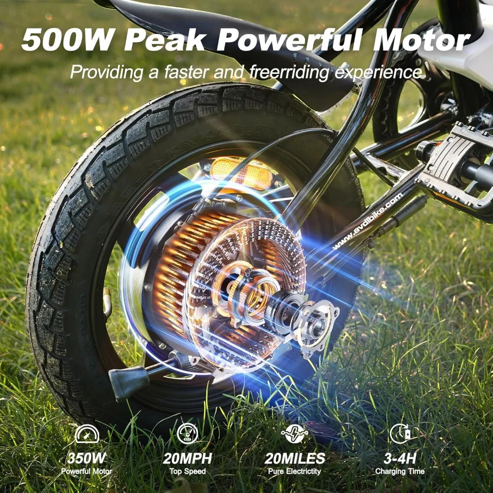 Electric Bike for Adults 500W Peak Motor, 20 mph Folding Ebike,14'' Adults Electric Bike Mini E Bikes for Adults and Teens