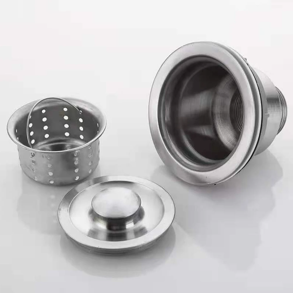 Kitchen Sink Drain Strainer Assembly Stainless Steel With Removable Deep Waste Basket And Sealing Lid Kitchen Accessory