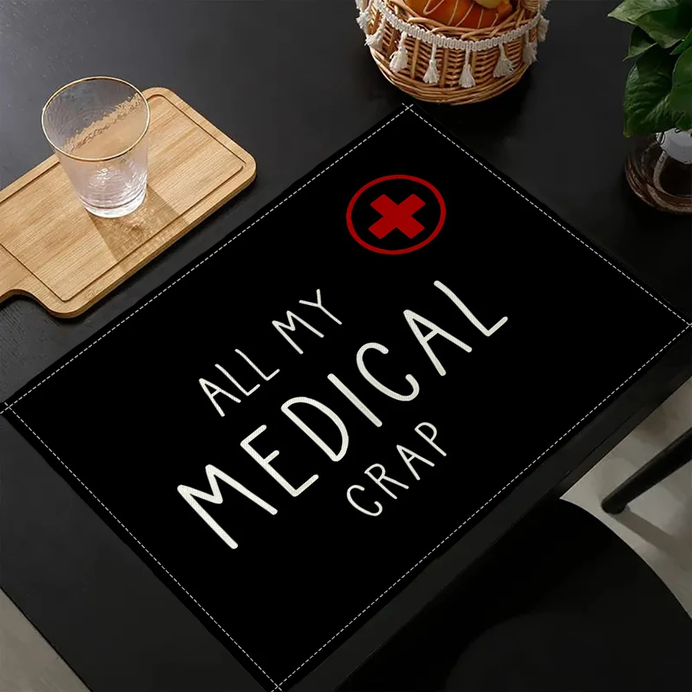 

1PC All My Charging Shit Placemats Hand Washable Dining Table for Kitchen Home Decoration Linen6.17