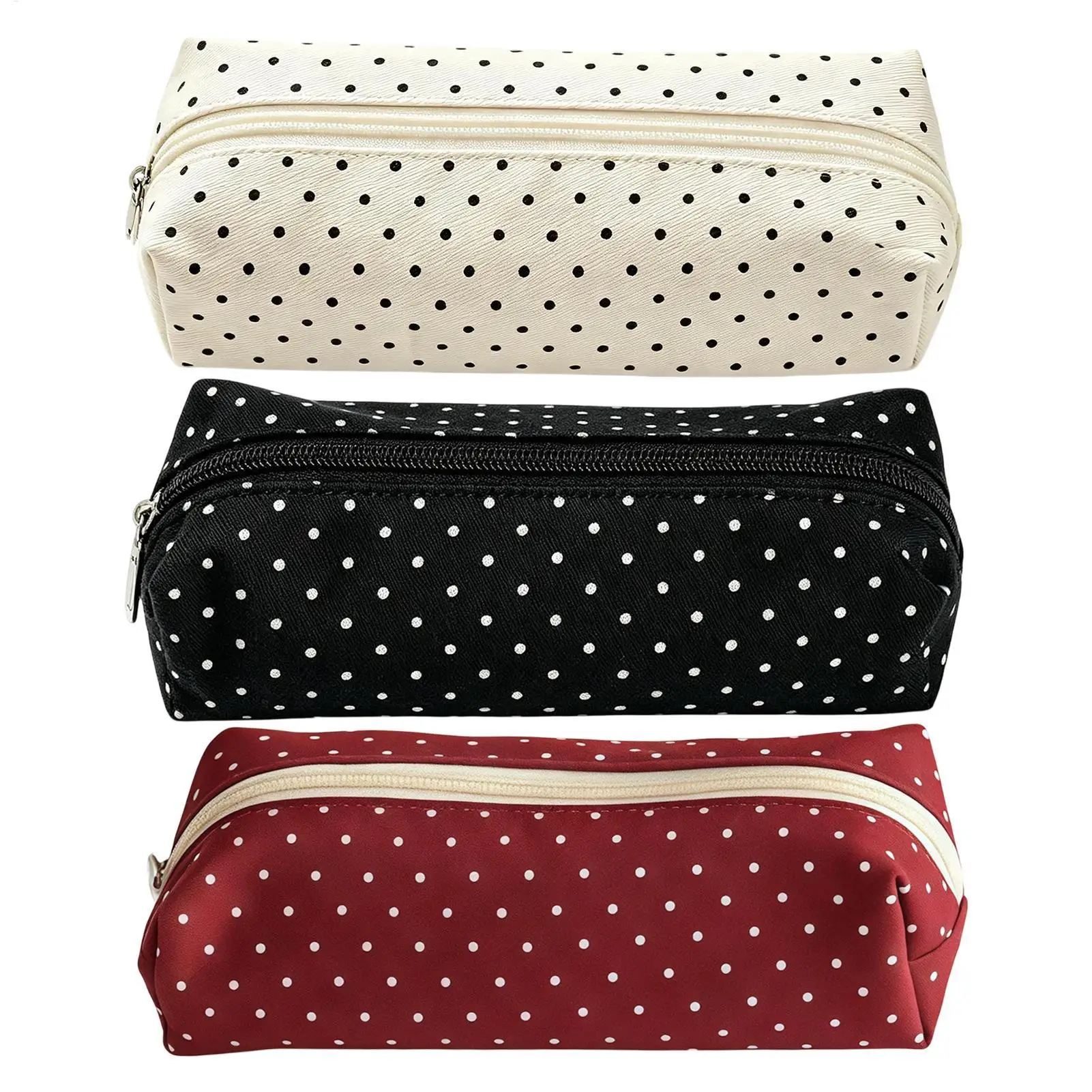 Large Capacity Pen Bag Pencil Pouch Dot Patterns Boxes Portable Stationery Organizer For Teen College Kids School Crafts Travel
