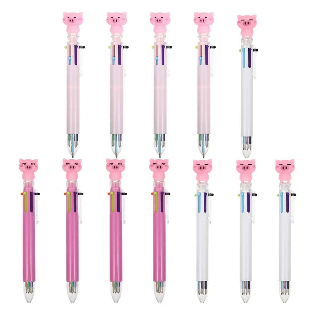 12Pcs Cartoon Ballpoint Pens Creative Colored Multi-Function Pens for Students School Stationery Supplies Ballpoint Pen