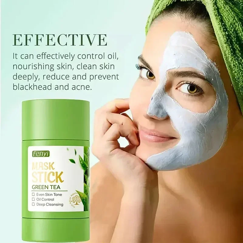 Green Tea Solid Face Mask Stick Cleansing Brightening Moisturizing Oil Control Masks Pores Purifying Facial Skin Care