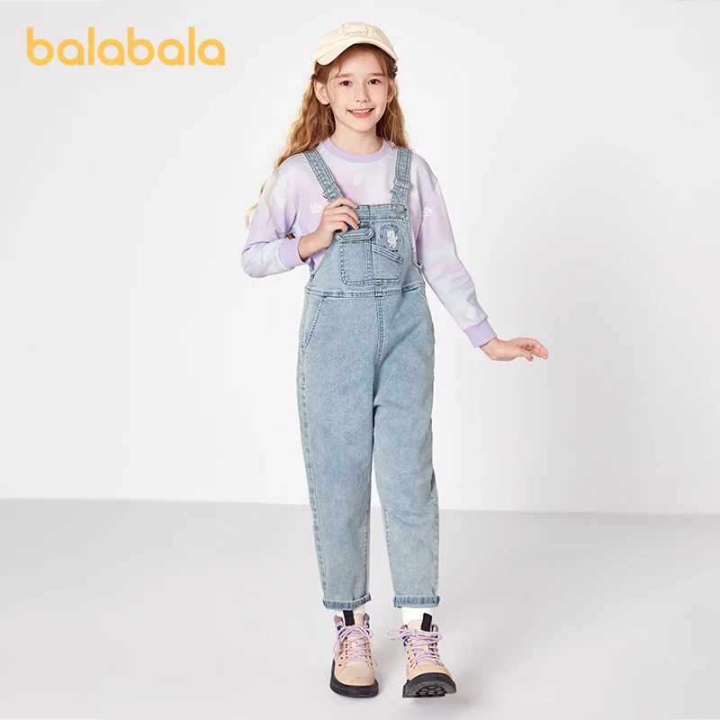 

Balabala Toddler 2023 Girl Trousers Spring Autumn Trendy Fashion Denim Overalls Pants