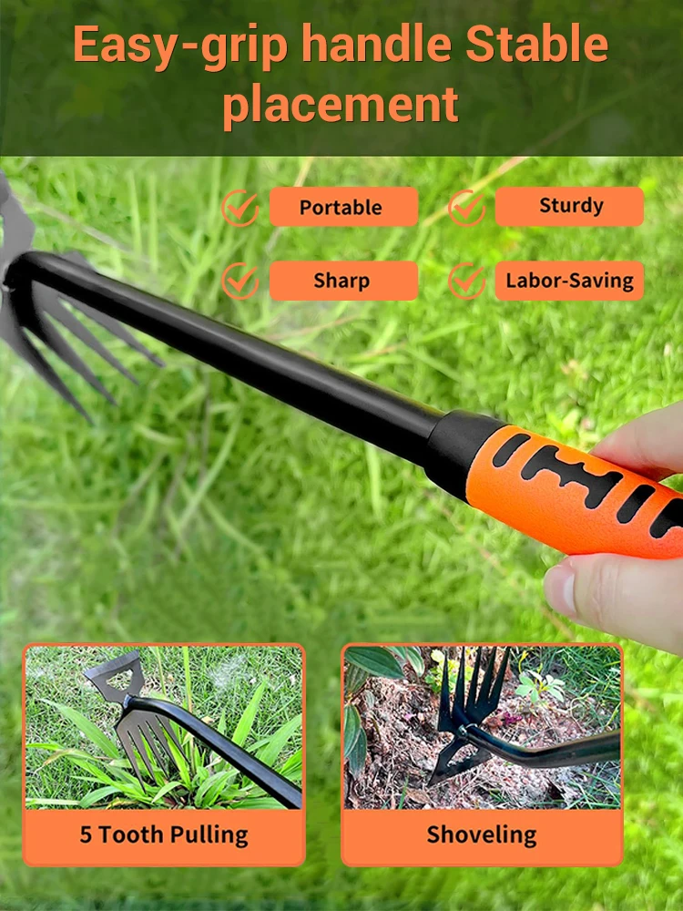 2 IN 1 Manual Weed Remover Tool Grass Rooting Loose Soil Hand Weeding Removal Puller Garden Shovel Gardening Tool