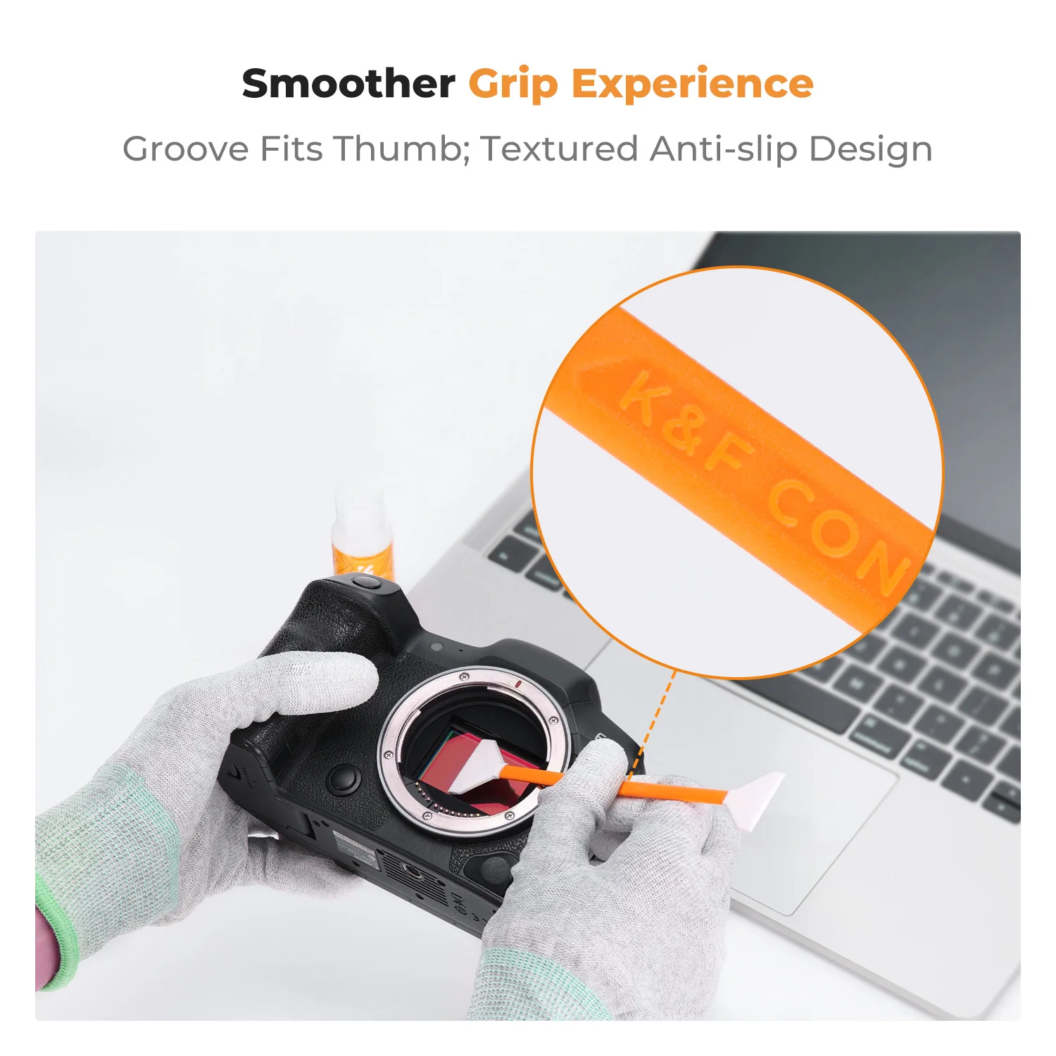 K & F مفهوم 16 مللي متر APS-C/24 مللي متر إطار كامل مسحات تنظيف الاستشعار ذات الرؤوس المزدوجة * 10 قطعة و 20 مللي مجموعات منظف السائل لكاميرات DSLR SLR