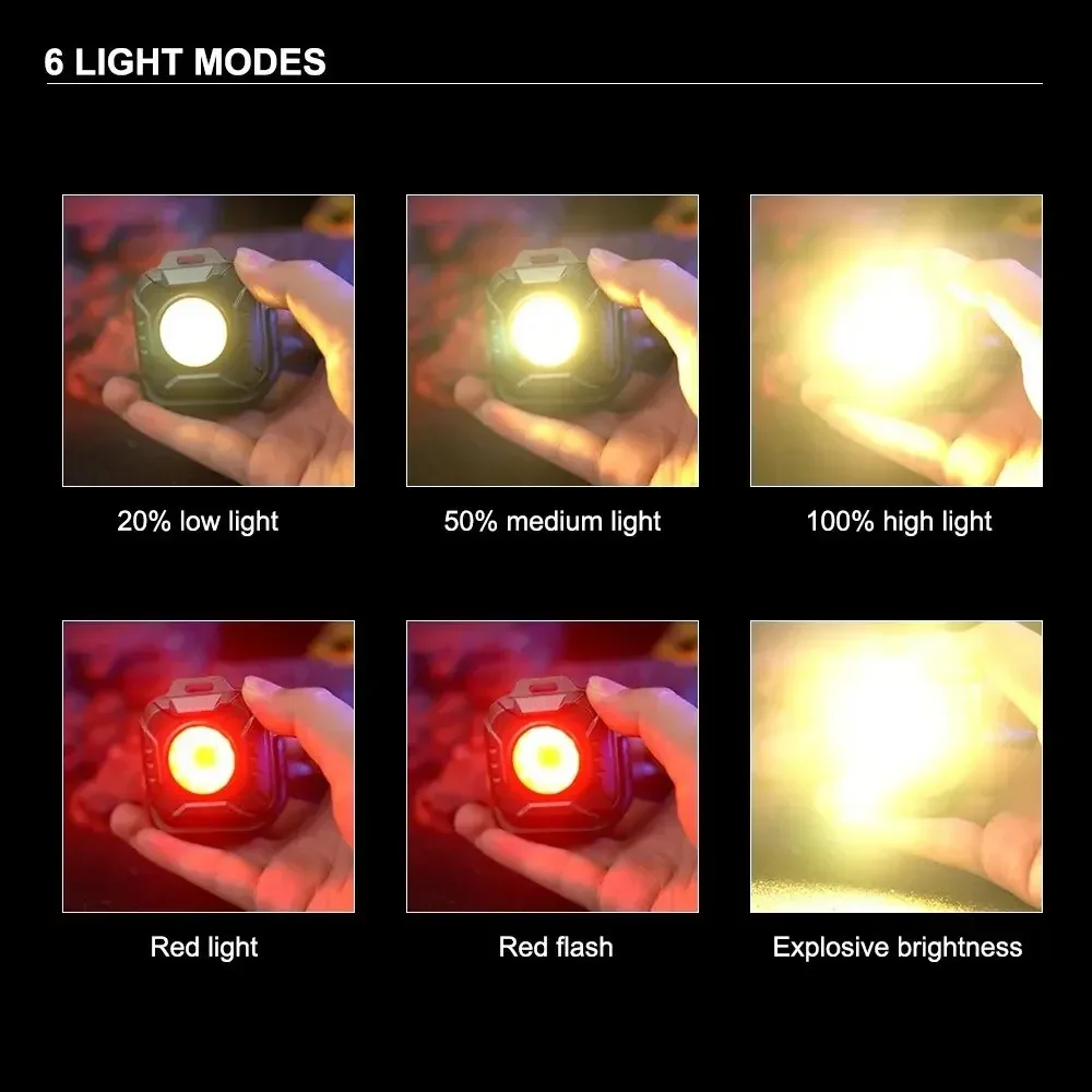 Lampu senter COB LED Mini multifungsi, lampu senter COB portabel dapat diisi ulang multifungsi
