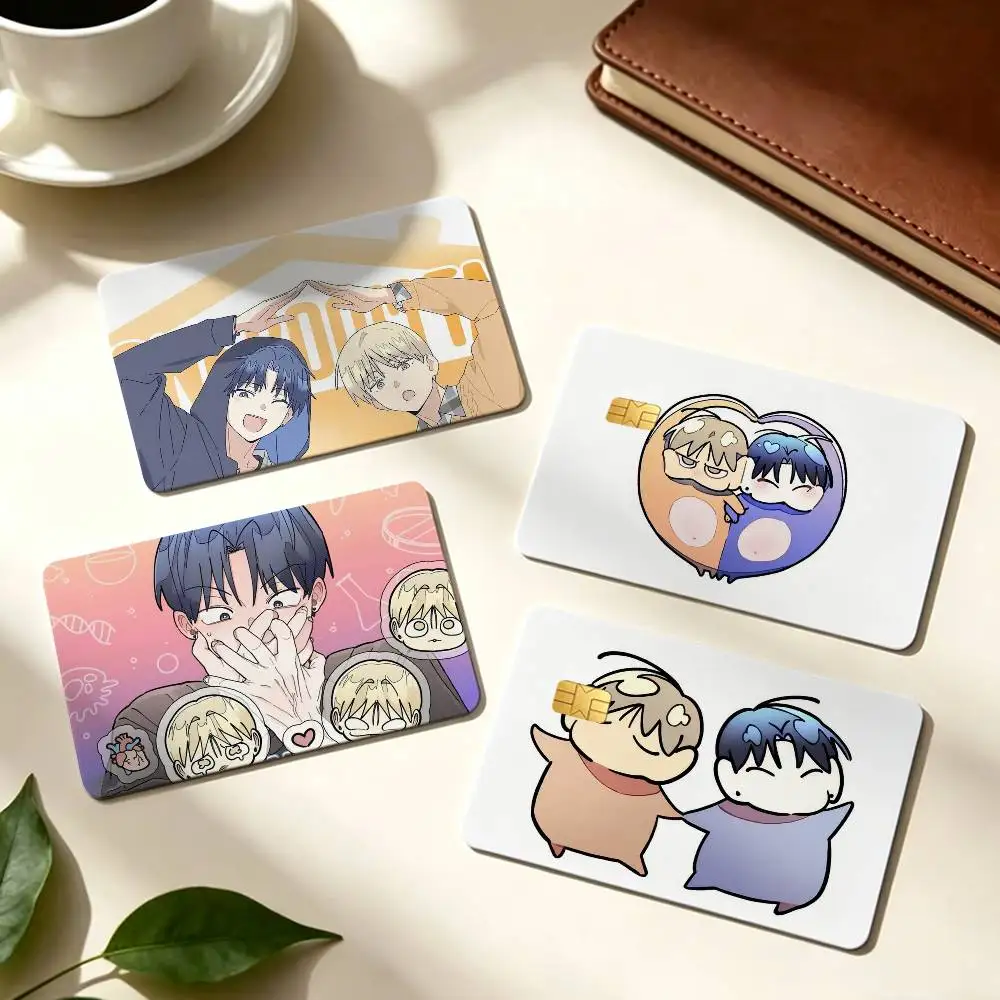 So Cute Funny Manhwa One-Room TA 1Set 4Pcs Waterproof Card Skin Stickers for Credit Bus IC Cards