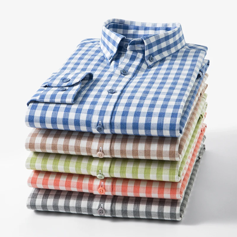 

Hight quality fashion korean popular clothes Lyocell long sleeve shirts for men casual plaid tops soft elegant cotton shirt