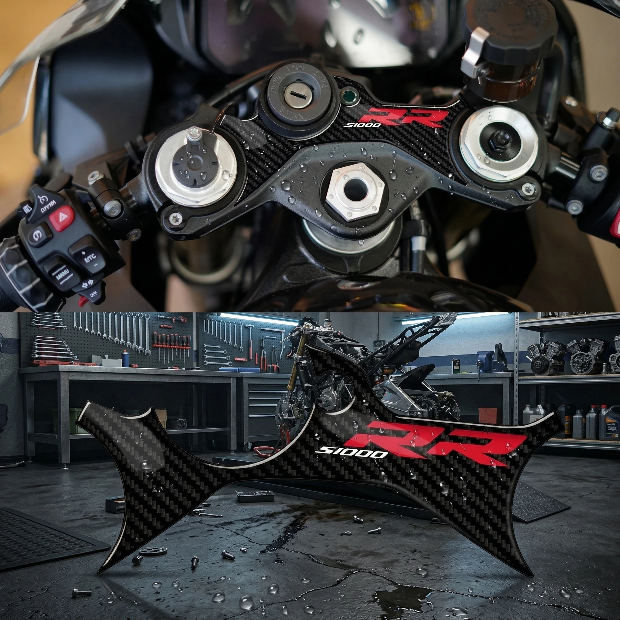 

3D Resin Motorcycle Carbon-look Triple Yoke Sticker for S1000RR 2023-2026