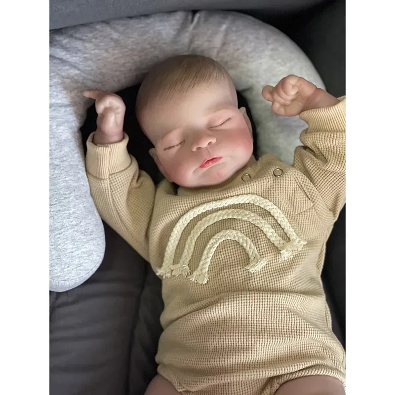 50CM Reborn Baby Timothy Sleeping Baby Genesis ręcznie malowana lalka 3D skóra z widocznymi żyłkami kolekcjonerska sztuka lalka prezent