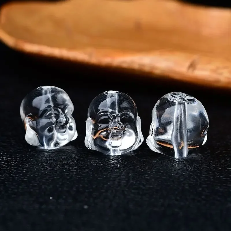 

White crystal engraved Laughing Buddha