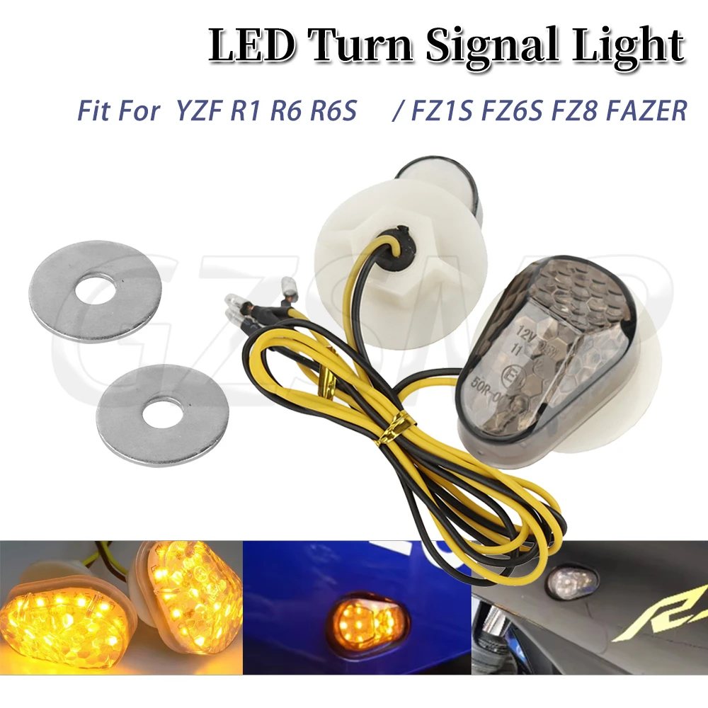 

Motorcycle Turn Signals LED Indicator Flashing Lights Fit for Yamaha FZ1 FZ6 FZ8 FAZER YZF R1 R6 R6S R3 R6S