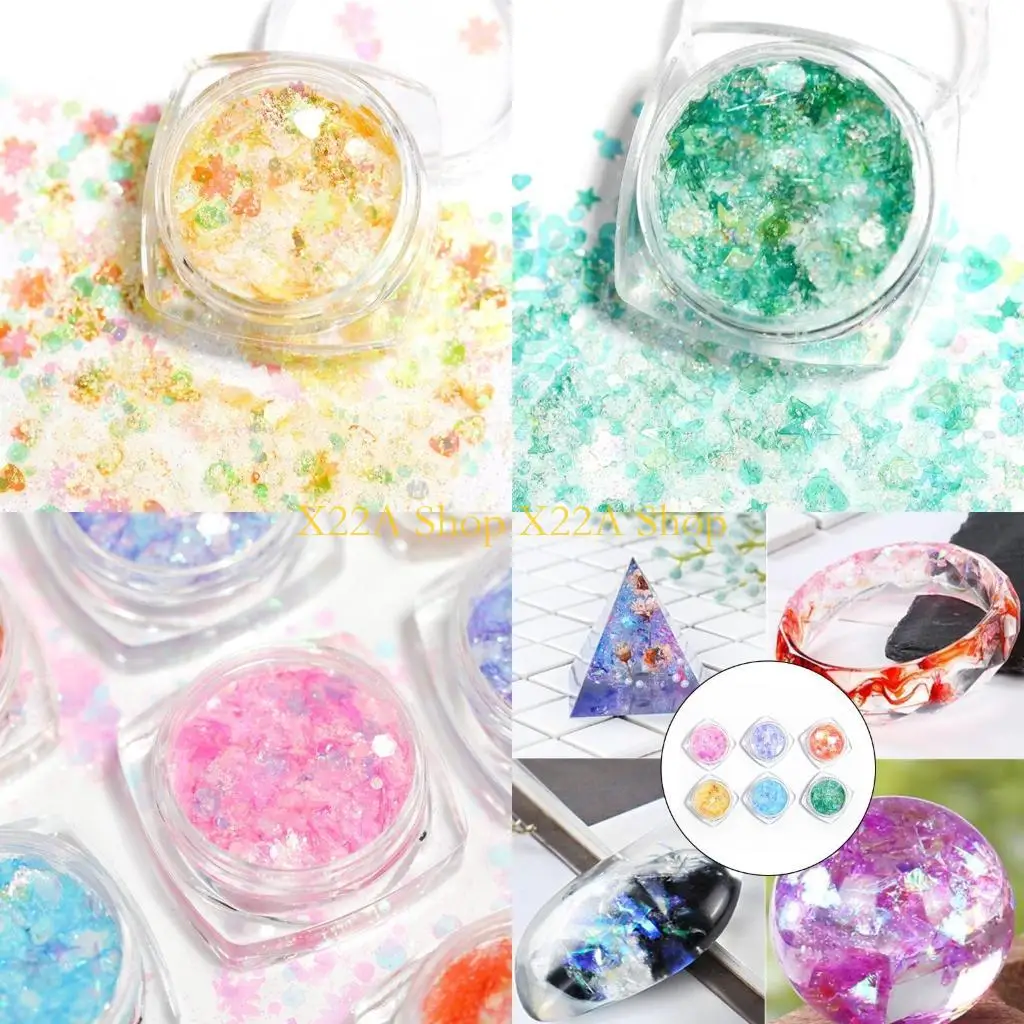 

Unique 6 Color Art Decorations Glitter Flakes Sturdy PET Glitter Flakes Star