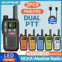2PCS Baofeng BF-T18 Mini Walkie Talkie Portable Dual PTT PMR FRS NOAA Flashlight Long Range Type-C Two Way Radio for Hunting