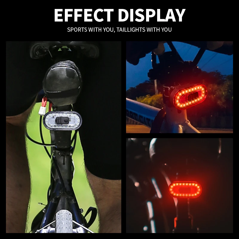 BUCKLOS USB Charge Bicycle LED Taillight Warning Bike Lights Waterproof Mountain Bicycle Rear Lamp 14 Modles Cycling Flashlight