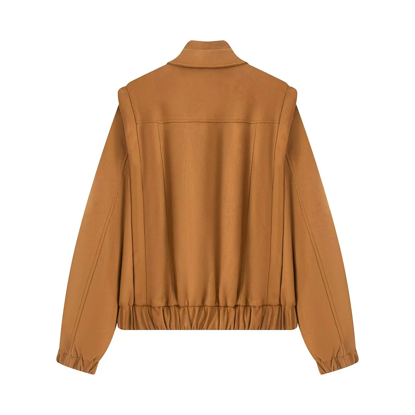 سترة فضفاضة لراكبي الدراجات النارية من جلد الغزال معطف كاجوال أنيق ملابس خارجية شتوية للنساء معطف سترة من جلد الغزال الصناعي البني #6