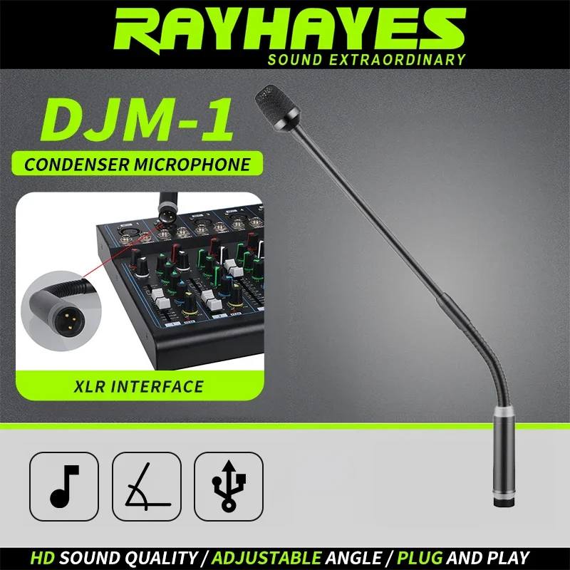 

RAYHAYES DJM-1 Professional DJ Dynamic Microphone Cardioid pickup pattern 360-degree adjustable