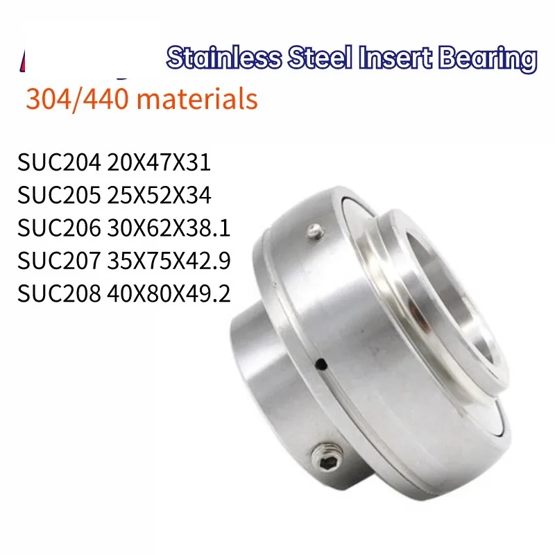 Free shiping 1PCS Stainless steel outer spherical bearing SUC204 UC205 UC206 UC207 UC208 UC209