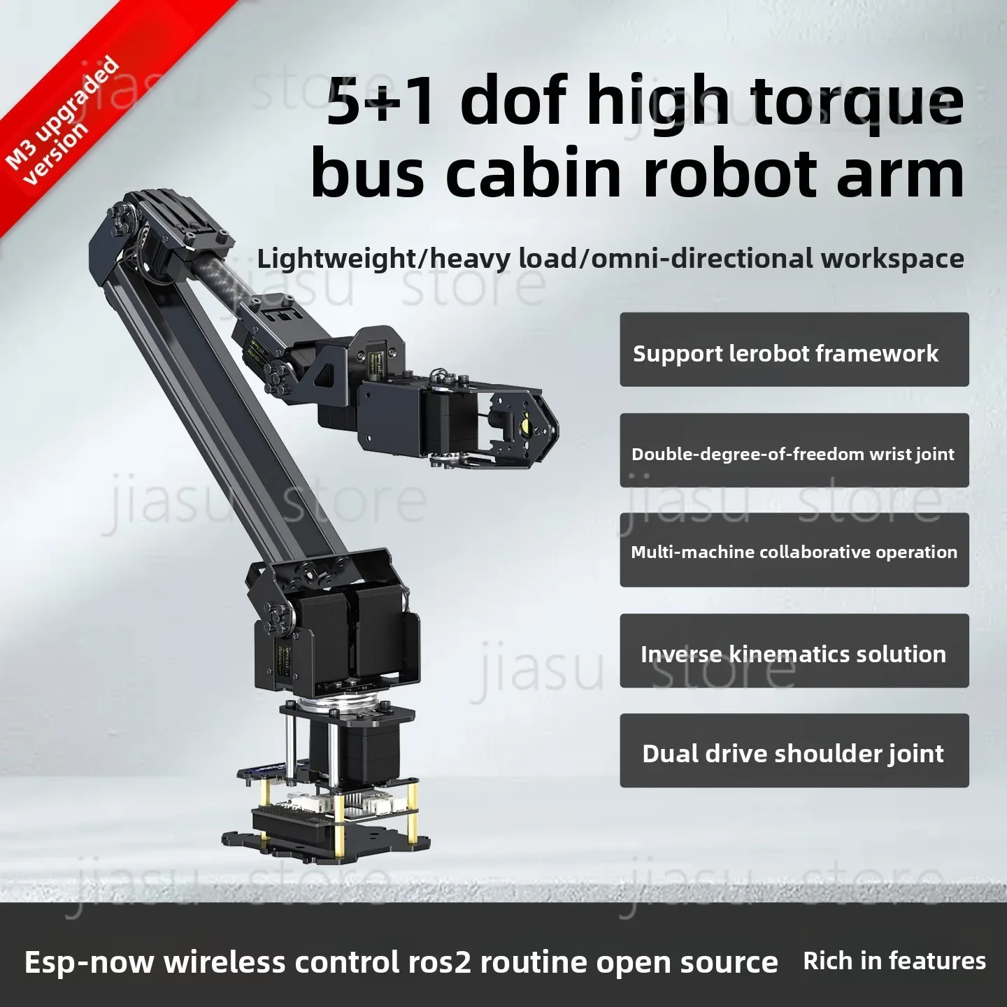 5+1DOF High Torque Serial Bus Servo Robotic Arm, Expandable Robot Kit for ESP32, PC & Compatible with Raspberry Pi