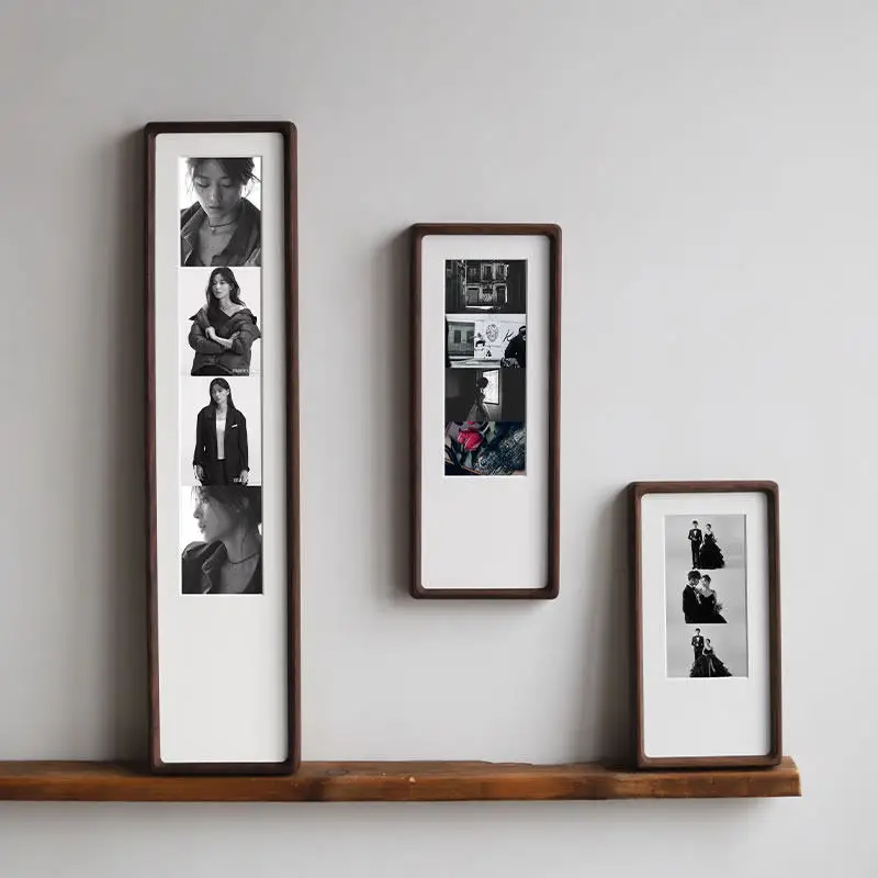 Triple Frame Solid Wood Picture Frame Vertical Long Collage for Wedding Photo Creative Hanging Display for Couple Gifts