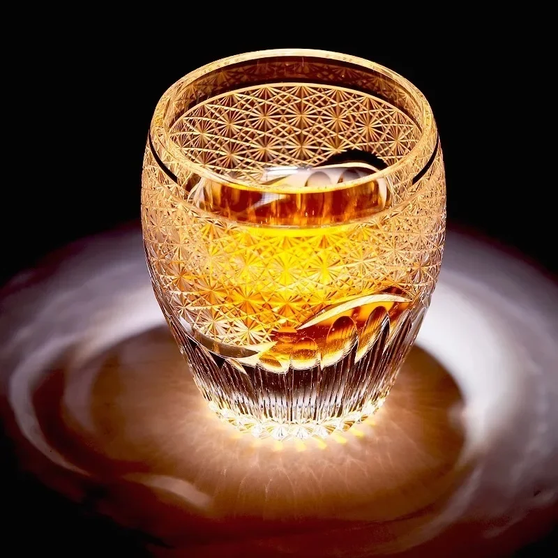 Sunshine Whisky Snifter Glasses Japanese Hand Carved Crystal Wine Tasting Cup Luxury EDO Chivas Brandy Rock Tumbler Dropshipping