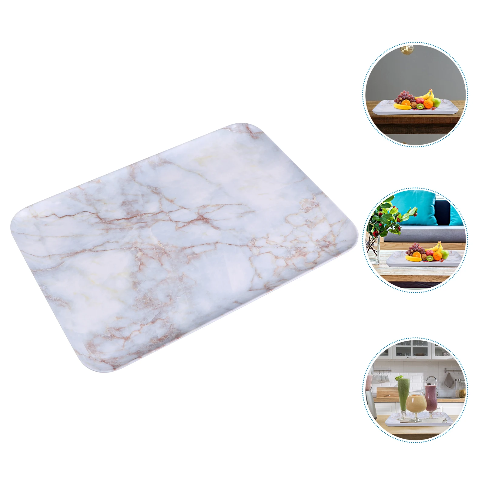 

1pc Marble Texture Dessert Plate Melamine Dish Display Tray Jewelry Tea Serving Display Tray Home Kitchen Organization
