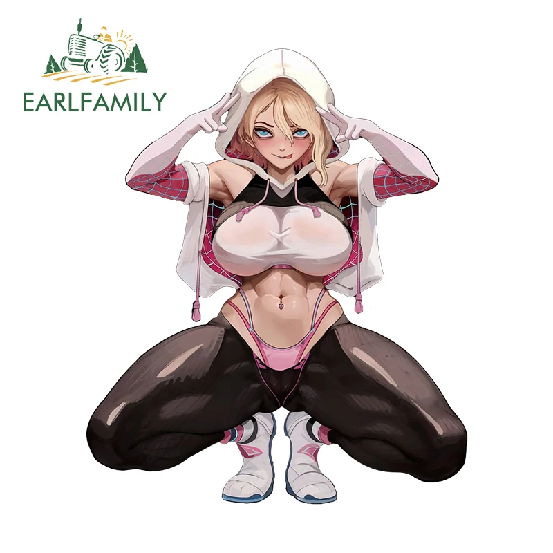 

EARLFAMILY 13cm x 10.9cm Hero Female Waifu Stickers Booty Huge Boobs Black Stockings Sexy Car Accessories Waterproof Decals
