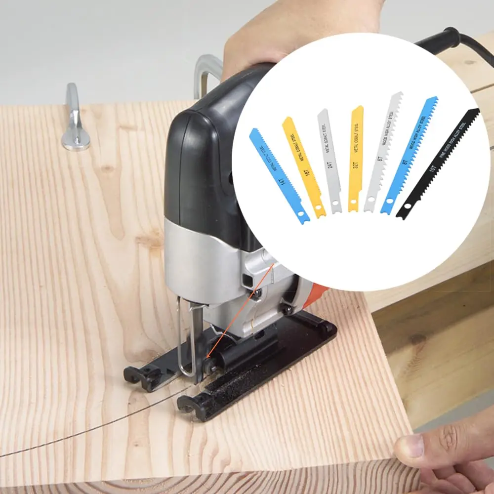 14Pcs High-carbon Steel U-Shank Jig Saw Blade Set for Wood/Plastic/Metal Cutting Woodworking Tool with 6T 8T 10T 14T 18T 24T 32T