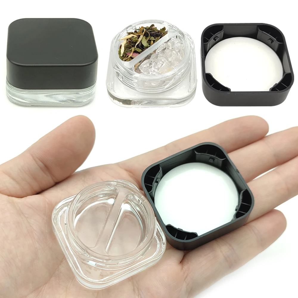 10pcs 1/2 Cosmetic Makeup Jar 9ML Jars Transparent Glass Bottles Cream Container Storage Case For Face Lip Balm Nail Arts