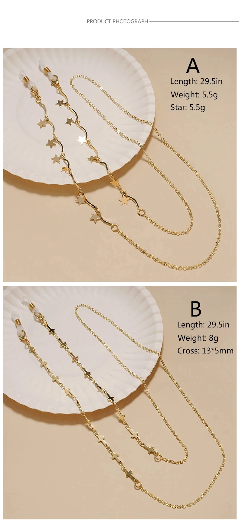 2022 neue Perlen Sonnenbrillen Ketten Gold Stern Brillen Ketten Frauen Sonnenbrillen Halter Halskette Brillen halter Zubehör – Detail 4