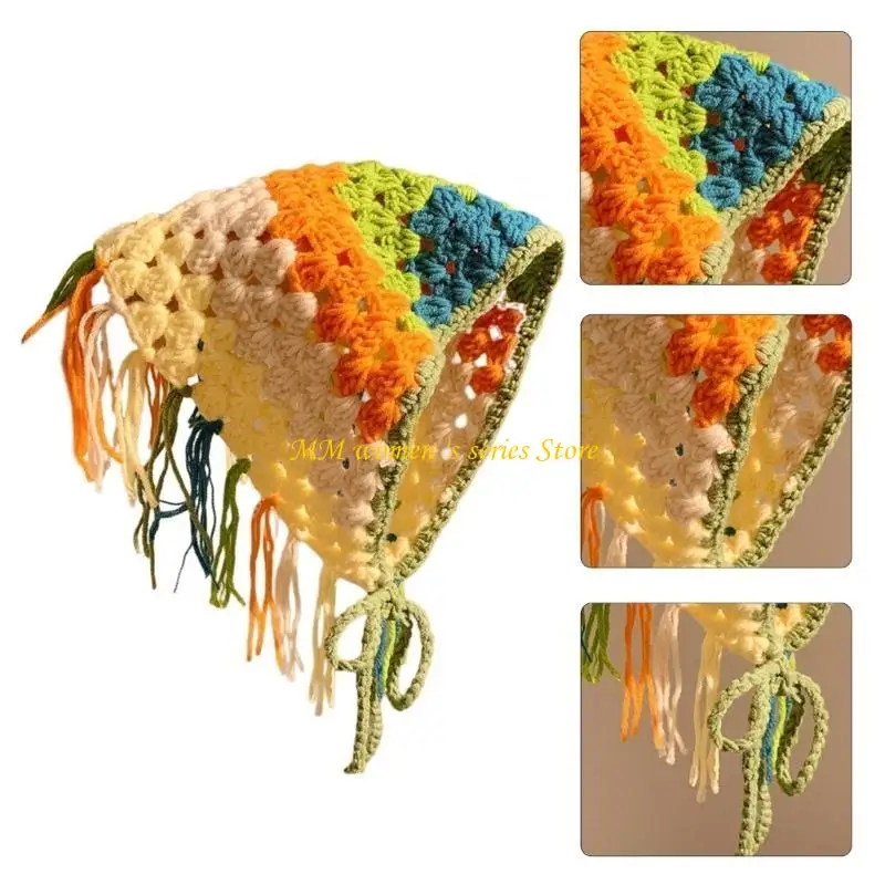 

Q39C Soft Acrylic Triangular Bandana Fashion Accessory Skirts Apron with Tassels