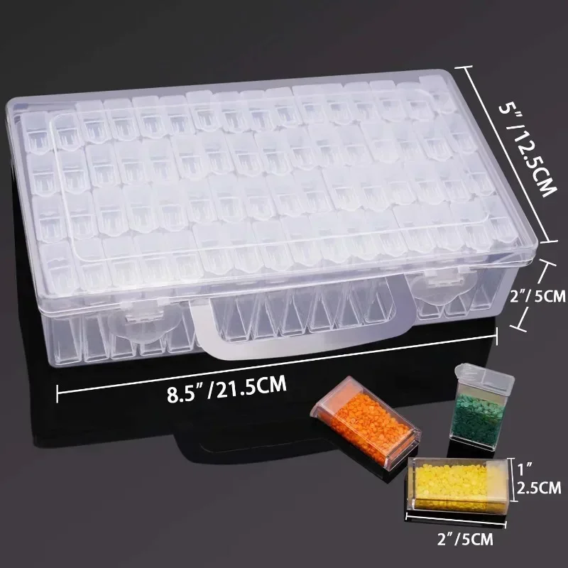 64 Grid Plastic Storage Box,Container Storage Clear Plastic Jewelry Organizer Box