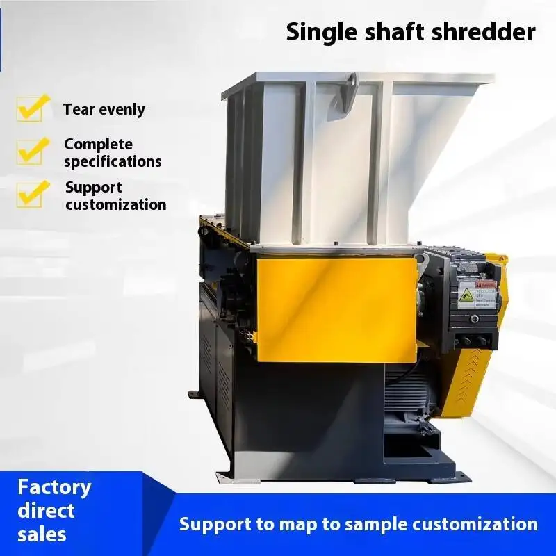 600 Model Hydraulic Single Shaft Shredder Hard Plastic Block Film Woven Bag Garbage Machine Head Material Crusher