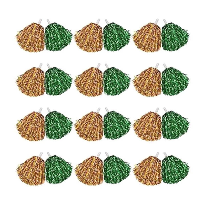 24Pcs Colorful Cheerleader Dancing Pompoms Set Shines Cheerleading Poms Poms For Team Competitions Festive Celebrations