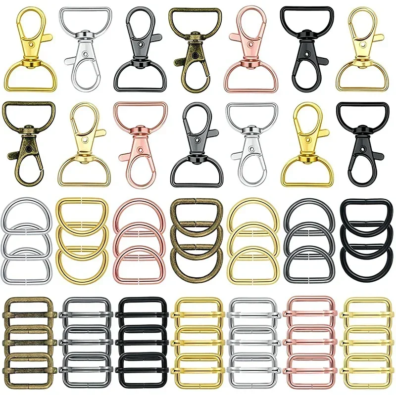 1/2Set Metal Bag Buckle 20/25mm Swivel Lobster Clasp D Ring Tri-Glide Webbing Hook Keychain Pet Collar Handbag Hardware Accessor