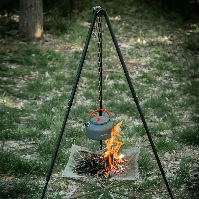 Outdoor Triangle Pot Holder Portable Folding Incinerator Bonfire Rack Firewood Stove Camping Picnic BBQ Tripod