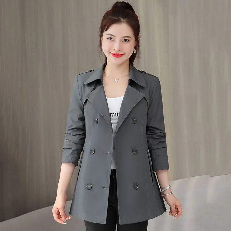 

Spring Autumn Trench Coat Women 2025 New Korean Double Breasted Mid Long Woman Trench Coat Overcoat Windbreaker Female Outerwear
