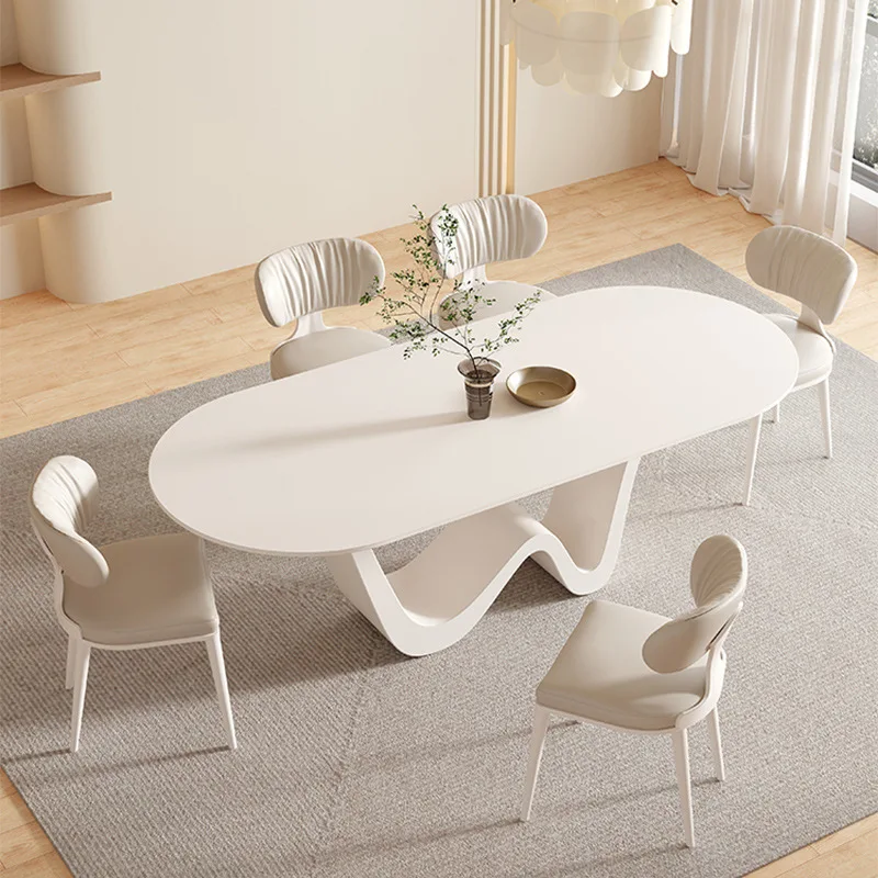Cream wind rock board table and chair combination household small apartment light modern simple rectangular