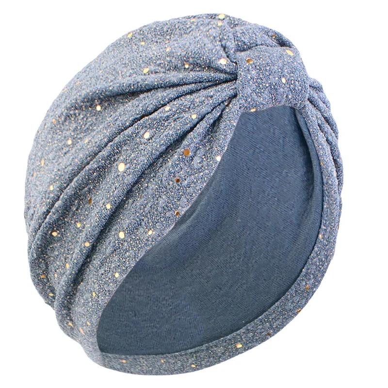 

2025 New Muslim Hijab Hat Women Sequin Chemo Cap Headscarf Beanie Bonnet Hair Loss Head Wrap Knotted Indian Hats Turbante Mujer
