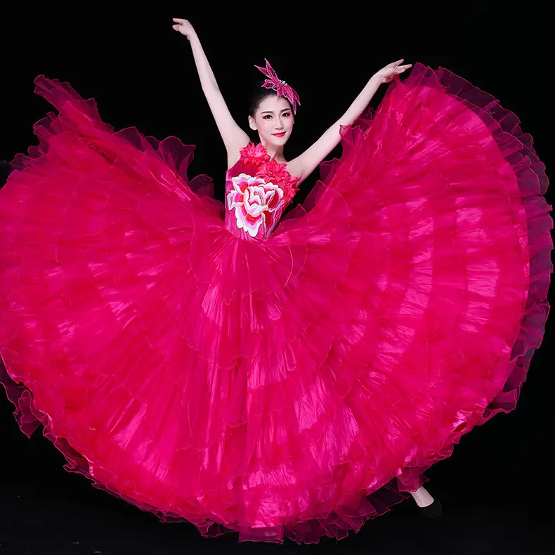 

New Spanish Flamenco Costume Dance Dress New Opening Dance Dress for Adult Female Performance National Full-skirt Wear Suit H537