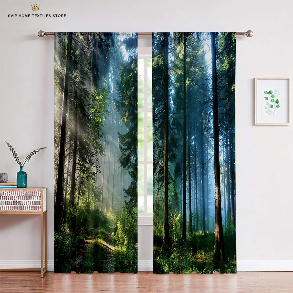 Window Blinds Curtains for Living Room, Forest Jungle Tree, Natural Scenery, Landscape, Thin, Waterfall, Kitchen, Bedroom,