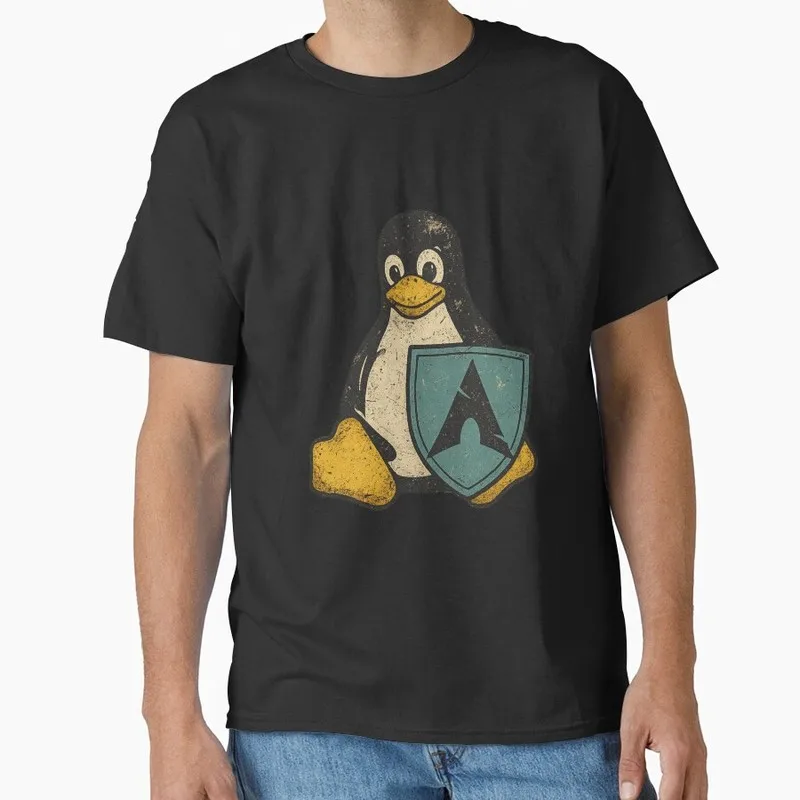 Linux TUX Arch Linux Operating System Graphic T‑Shirt Short Sleeve Tees Geek IT Developer Fan Gift Streetwear S-6XL