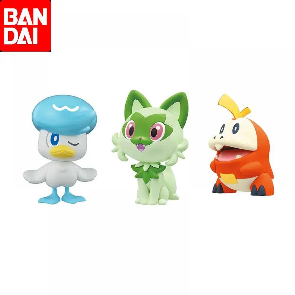 Bandai-Original Pokepla, rapide Pokemon Anime Action Figure Jouets pour Enfants, Fuecheads, Quaxly Sprigatito, Cadeaux d'anniversaire pour Garçons et Bol