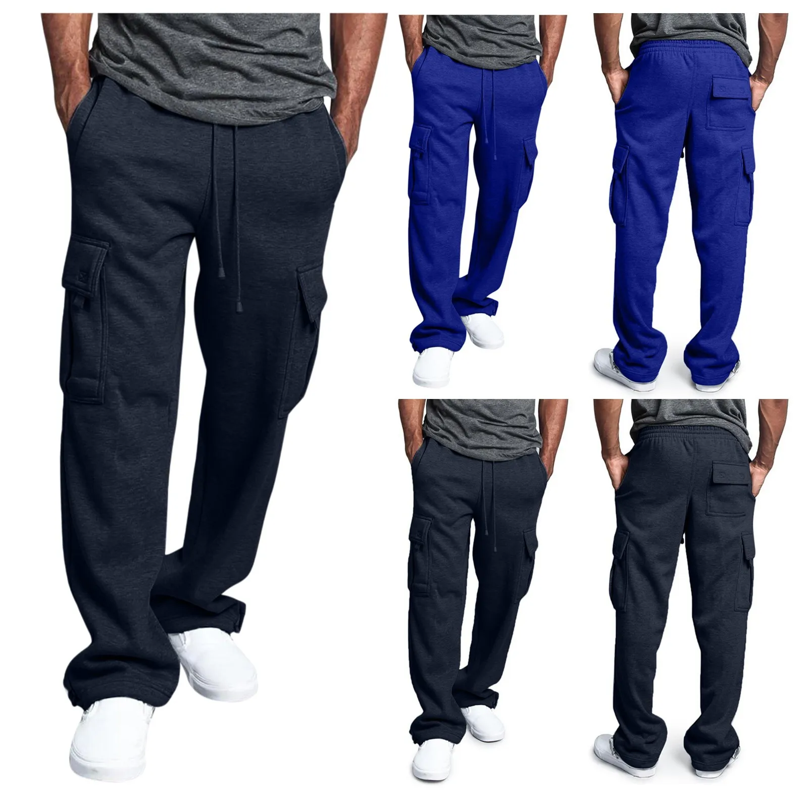 

Loose Men Casual Pants Soild Color Sports Long Man Trousers Y2k Clothes With Pockets Gym Work Pantalones Baggy Sweatpants