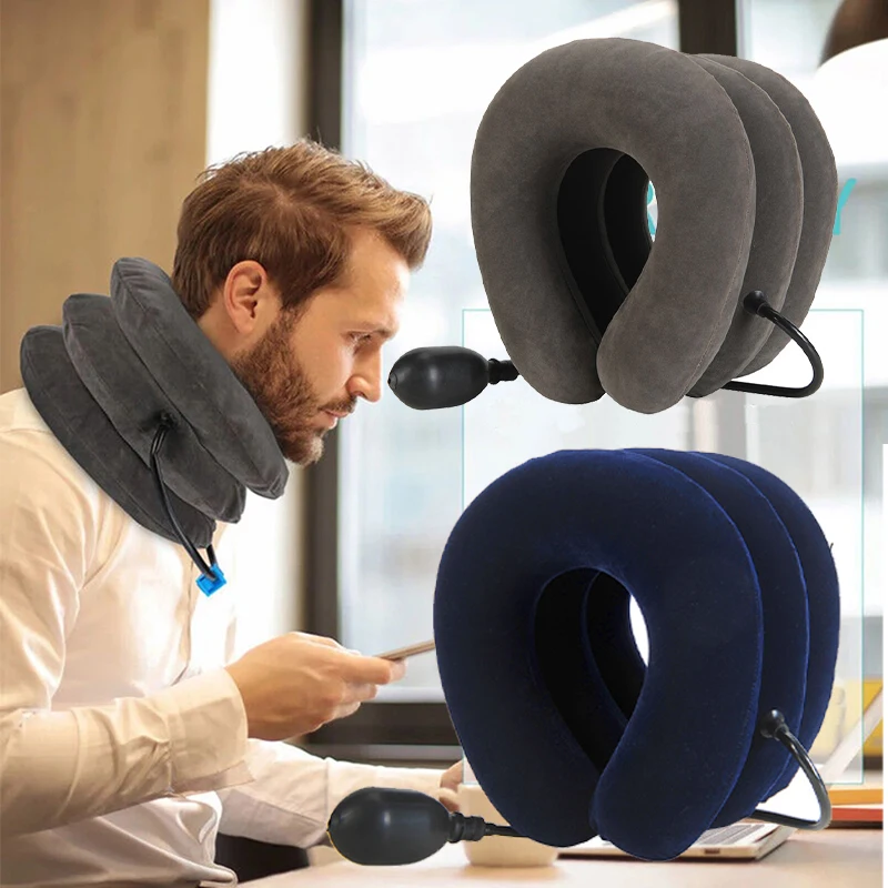 Neck Support Cushion Inflatable Air Cervical Neck Traction Device Body Relaxing Tractor Support Massage NECK Pillow