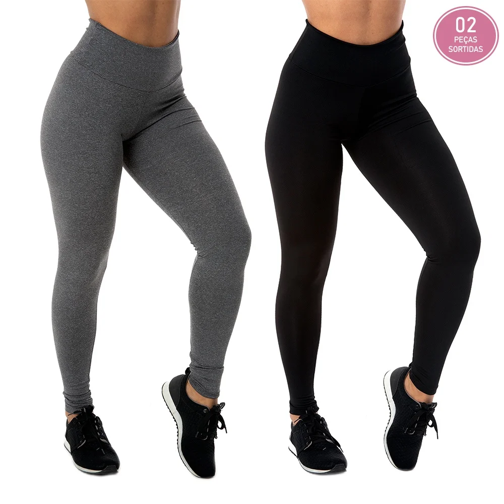 KIT 2 LEGGINGS LISAS SUPLEX ACADEMIA HAS NO TRANSPARENCY