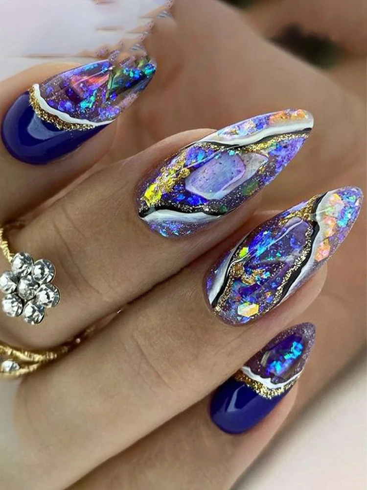 Stunning Amber-patterned Press on Nails for Effortless Beauty